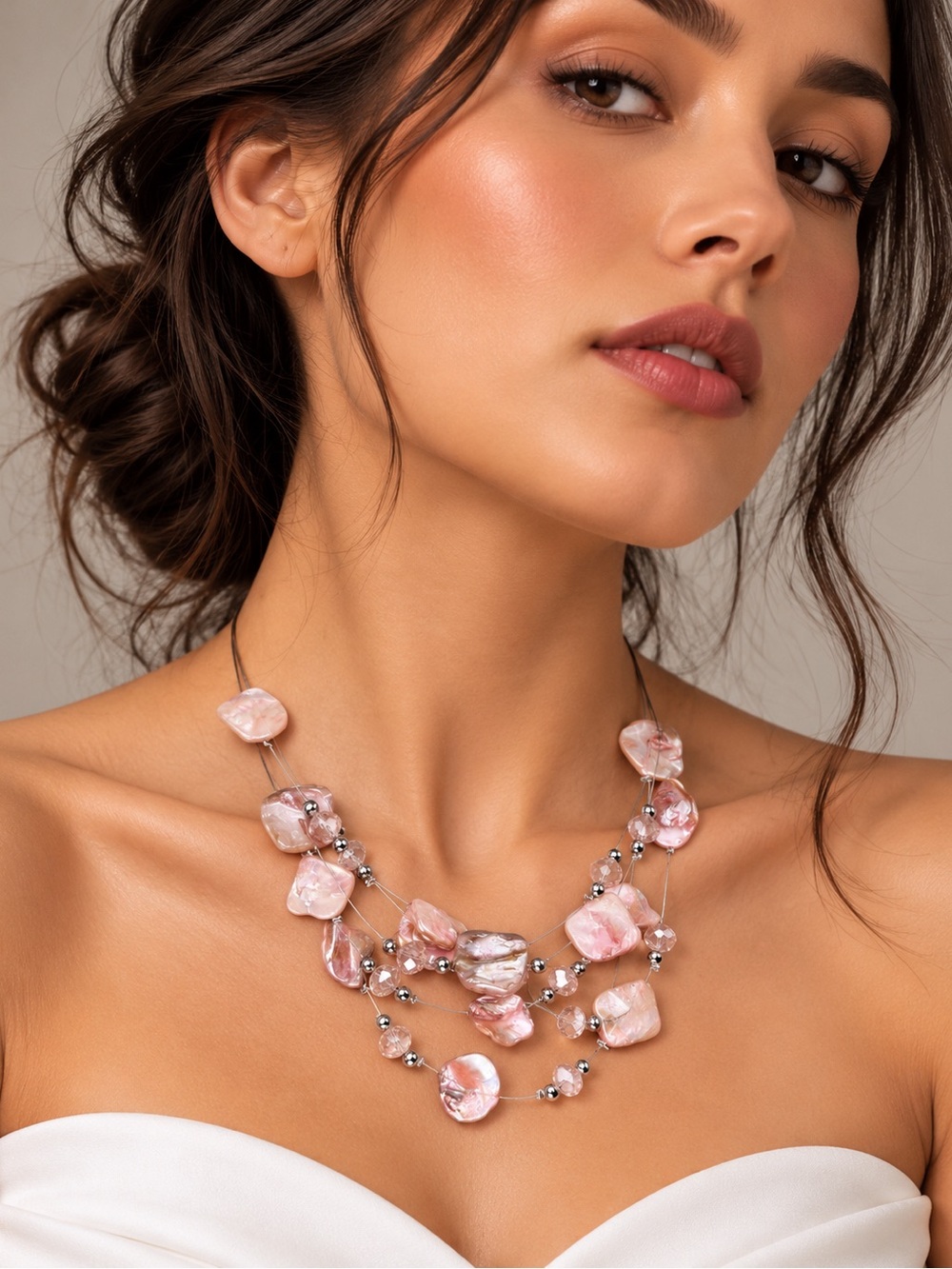 Pastel Pink Pearly Beads Necklace - Women Jewelry
